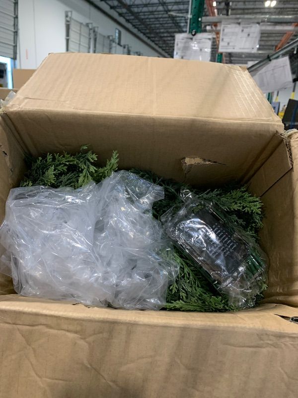 Photo 1 of **MISSING 1 GARLAND** Cedar Christmas Garland with Lights for Mantle - 2 Pack Decorations 9ft Realistic Lighted Faux Pine Garlands for Xmas Home Decoration Indoor Stairs Railing Fireplace Outdoor Prelit Garland Door Decor