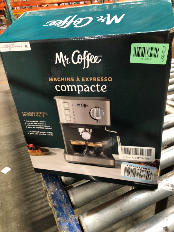 Photo 1 of ** used** untested ** Mr. Coffee Compact Espresso Maker, Espresso Machine With Steam Wand, 15-Bar Pump Automatic Espresso Machine........