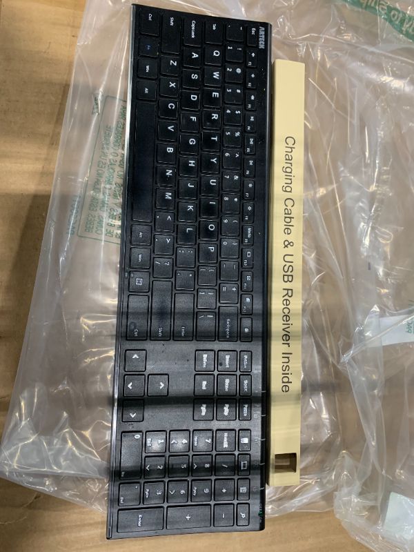 Photo 1 of *** NO USB RECEIVER / VERY USED *** Arteck USB Wireless Keyboard Stainless Steel Ultra Slim Keyboard with Numeric Keypad for Computer/PC/Laptop and Windows 11/10/8 Rechargeable Battery