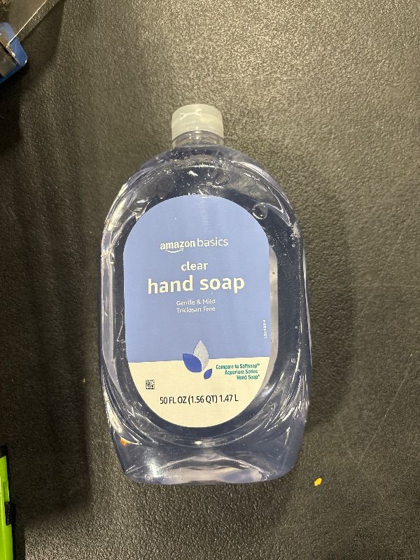 Photo 1 of *** RETAIL PRICE $4 ***  
Amazon Basics Gentle & Mild Clear Liquid Hand Soap Refill, Triclosan-free, 50 Fluid Ounces, 1-Pack (Previously Solimo)