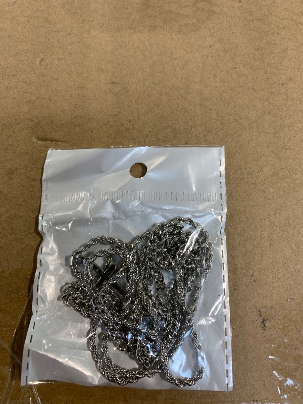 Photo 1 of 2 Pcs Stainless Steel Layered Cross Necklace Chain for Men and Women, 16-24 Inch