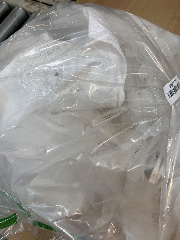 Photo 1 of **MINOR DAMAGE - USED**
Big Little Girl Princess Embroidery Flower Lace Long A Line Pageant Dress Kids Floor Length Prom First Holy Communion Bowknot Dress Puffy Tulle Maxi Ball Gown for Wedding Party Birthday White 9-10