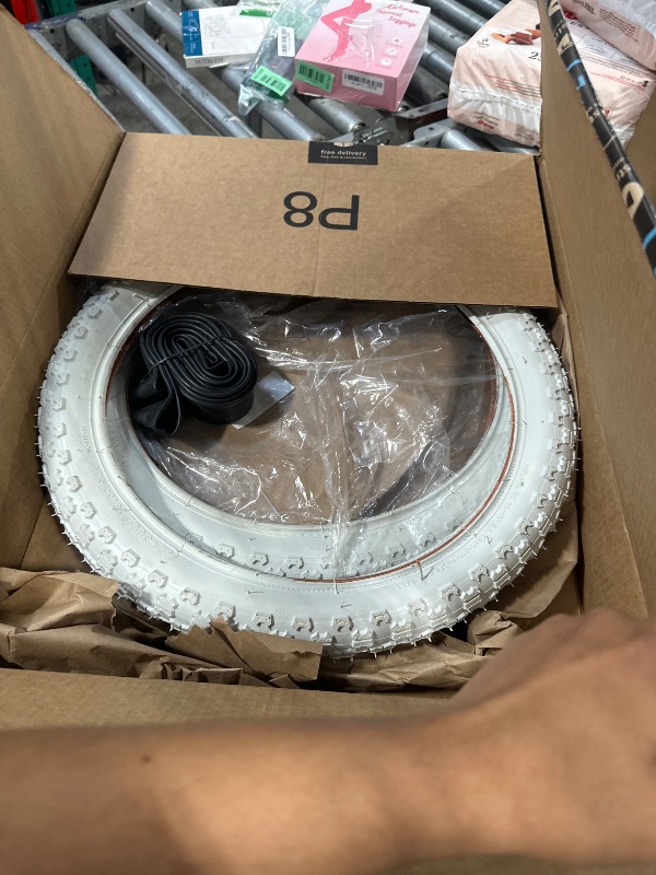 View 2 of (2 Sets) 18” x 2.125 Kids Bike Replacement White Tires and Tubes - Compatible with Most 18” Kids Bikes Like RoyalBaby, Joystar, and Dynacraft - Made from BPA/Latex Free Butyl Rubber