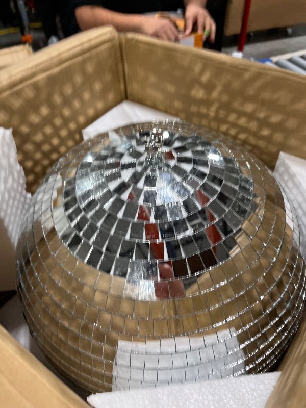 Photo 1 of Large Disco Ball, 16 Inch Mirror Ball for Disco Party Decorations, Silver Big Haning Disco Ball Decor Ornaments with Hanging Ring for Easy Installation for DJ Club Stage Bar Wedding