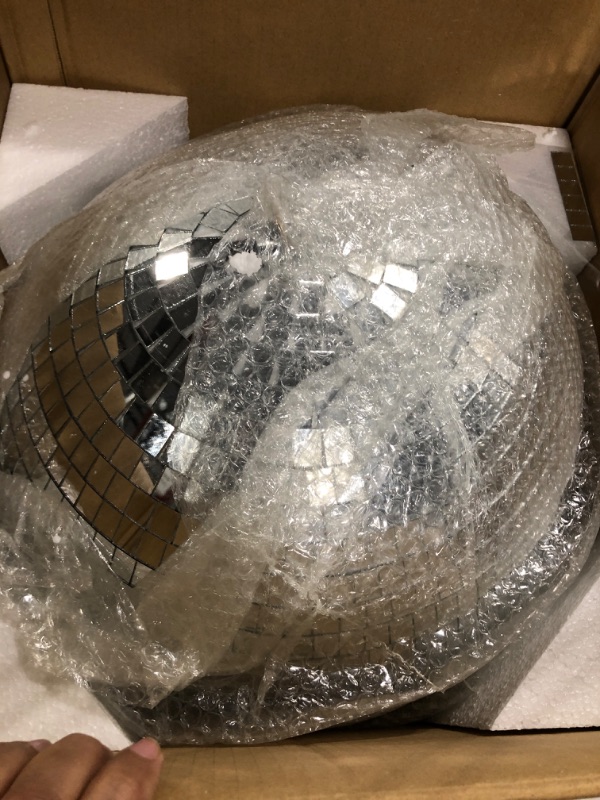 Photo 1 of Large Disco Ball, 16 Inch Mirror Ball for Disco Party Decorations, Silver Big Haning Disco Ball Decor Ornaments with Hanging Ring for Easy Installation for DJ Club Stage Bar Wedding