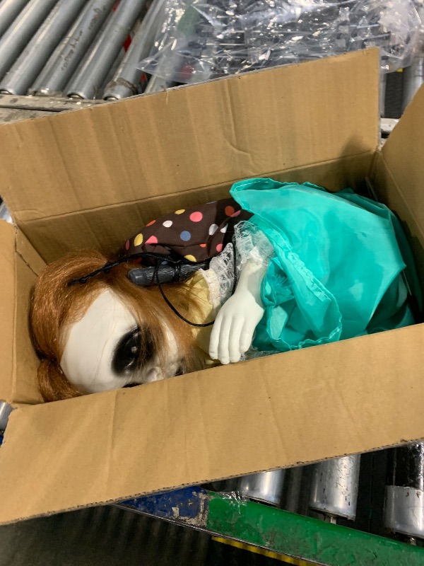 Photo 1 of [Moving Hands] 30 Inch Halloween Animatronic Hanging Upside Down Girl Decorations Outdoor, Scary Animated Prop Sound & Touch Activated with Flashing Eyes, Spooky Laughter for Halloween Party Decor