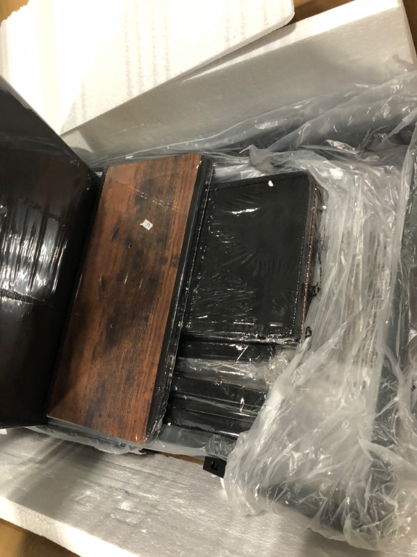 Photo 1 of ****FACTORY SEALED***Huuger 70 Inch TV Stand for 75, 80 Inch TV, 11 Drawer Long Dresser with Power Outlets and LED Lights, Entertainment Center with Storage, Rustic Brown Dresser with Printed Surface