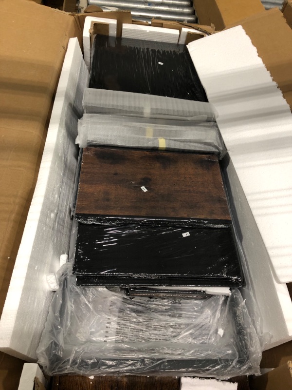 Photo 1 of ****FACTORY SEALED***Huuger 70 Inch TV Stand for 75, 80 Inch TV, 11 Drawer Long Dresser with Power Outlets and LED Lights, Entertainment Center with Storage, Rustic Brown Dresser with Printed Surface