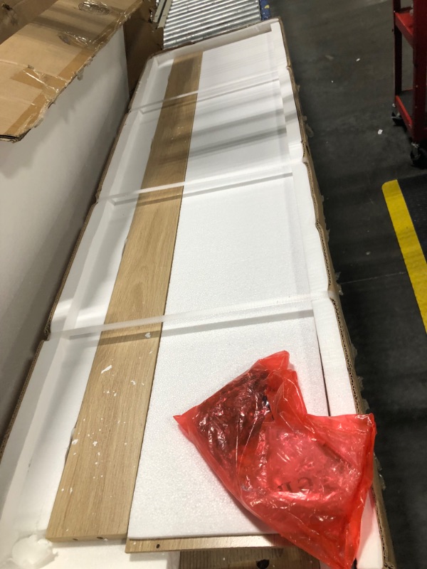 Photo 1 of ***FACTORY SEALED***GarveeHome Rattan TV Stand for Living Room, Boho Entertainment Center for 55, 65, 70 in TV, Wooden Console Cabinet with Storage and Shelf, Natural Oak