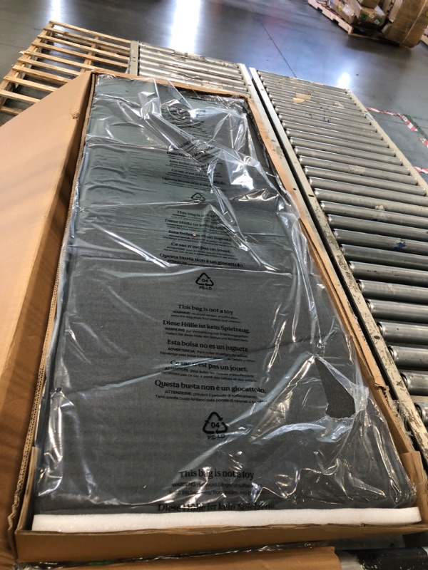 Photo 1 of *****FACTORY SEALED***ZINUS Full Maya Upholstered Bed Frame with Asymmetric Headboard, Durable Wooden Slats, Sturdy Framework, Noise Free Sleep, No Box Spring Needed, Easy Assembly, Eco Friendly Packaging, Dark Grey