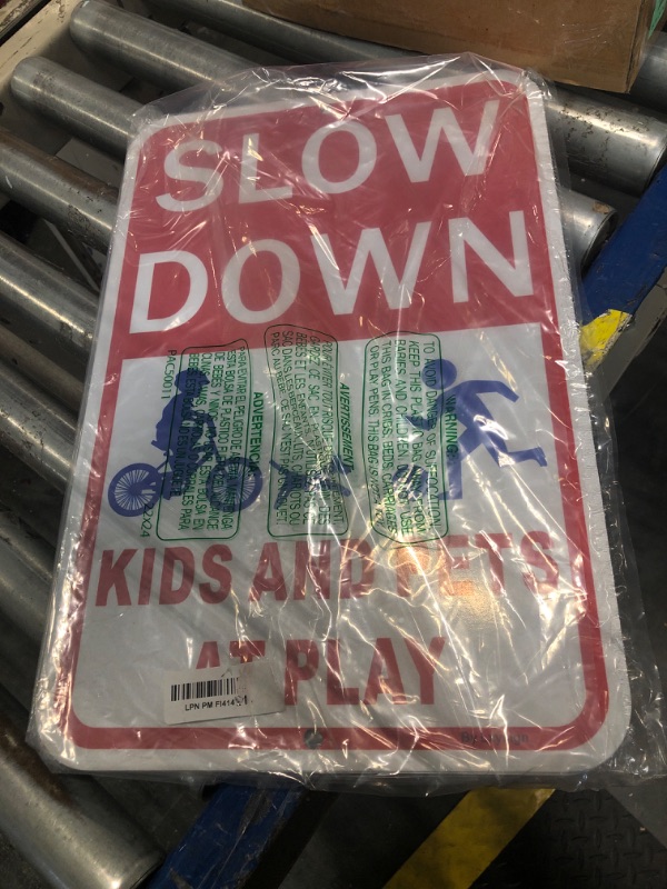 Photo 1 of (2Pack) Slow Down Signs?Kids Playing Sign with Stake for Street - Children at Play Safety Signs with 36 Inches Metal Stakes & 14"×10" Reflective Aluminum Sign, Fade Resistant, water proof/weather proof, Easy to Install