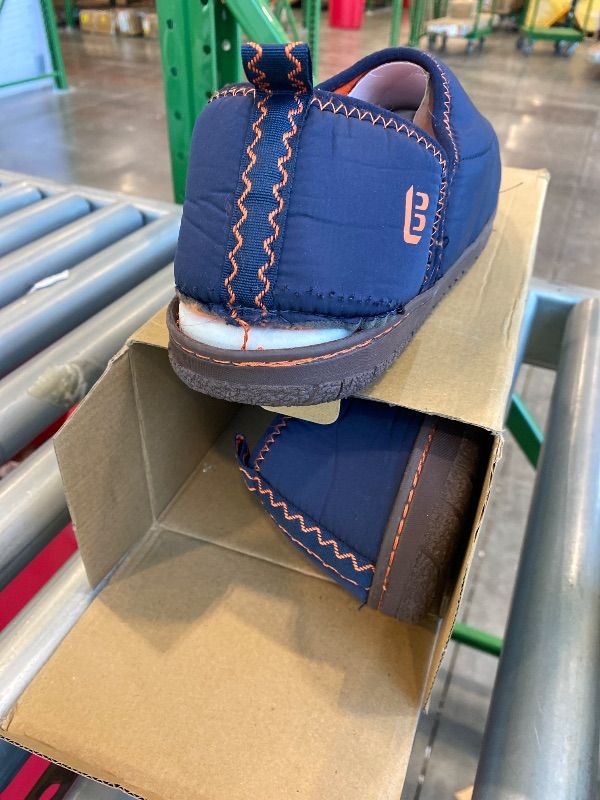 Photo 1 of **MINOR DAMAGE**
LongBay Men's Outdoor Slippers Two Tone Warm Memory Foam Slip On Indoor House Shoes bedroom Loafers Navy Blue, 11