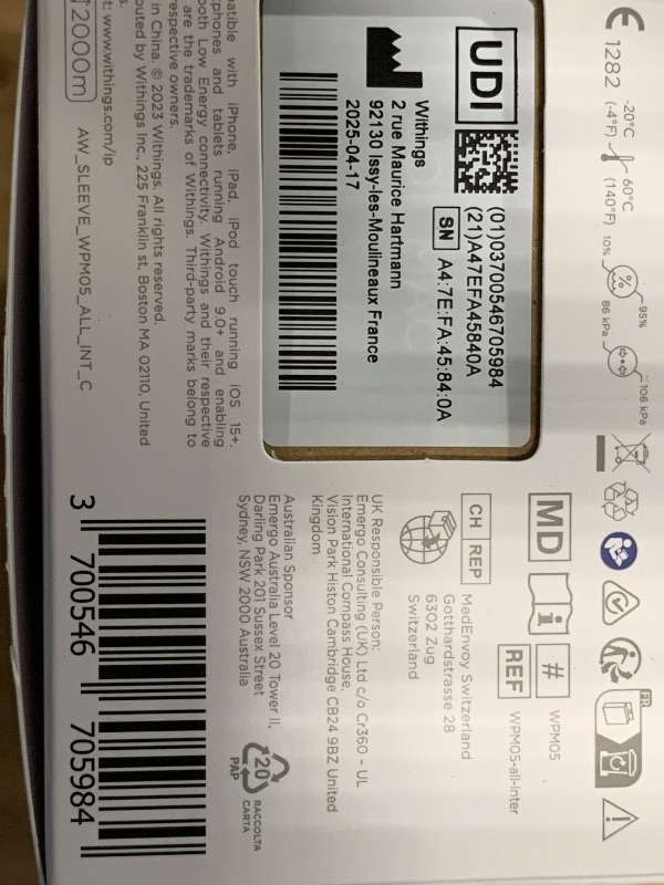 Photo 1 of ** NO USB CABLE *** Withings BPM Connect - Digital Blood Pressure Cuff & Heart Rate Monitor - Blood Pressure Machine Arm Cuff, FDA Cleared, FSA/HSA Eligible, IOS & Android