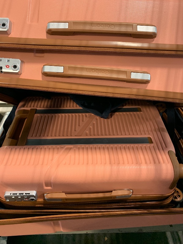 Photo 1 of *** VERY USED *** Cosbarn 5 Piece Luggage Sets with Spinner Wheels, Hardshell ABS Suitcase Set with Tsa Lock, Lightweight Hardside Waterproof Travel Suitcases for Men Women, Pink (20"/24"/28")
