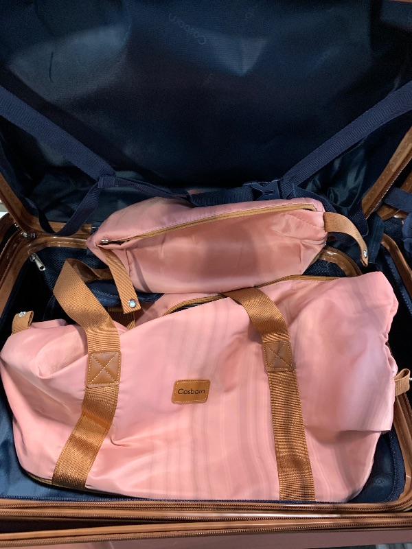 Photo 1 of *** VERY USED *** Cosbarn 5 Piece Luggage Sets with Spinner Wheels, Hardshell ABS Suitcase Set with Tsa Lock, Lightweight Hardside Waterproof Travel Suitcases for Men Women, Pink (20"/24"/28")