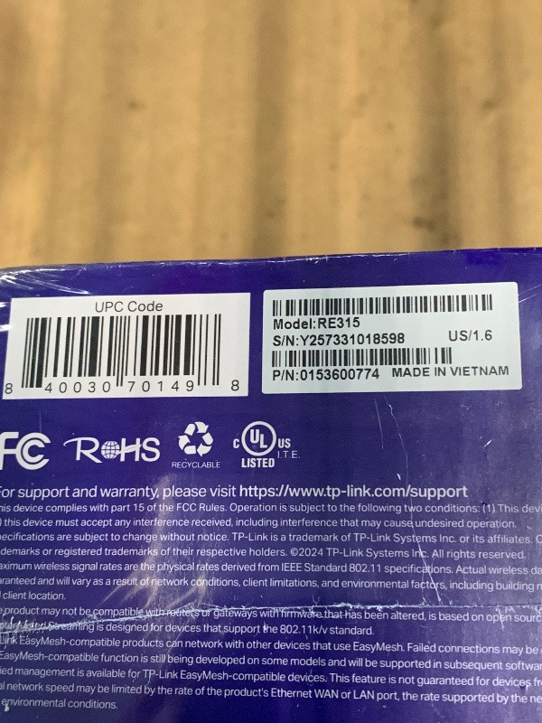 Photo 1 of *** NEW FACTORY SEALED*** TP-Link AC1200 WiFi Extender, 2025 Wirecutter Best WiFi Extender, 1.2Gbps Home Signal Booster, Dual Band 5GHz/2.4GHz, Up to 1600 Sq.ft and 32 Devices, EasyMesh Compatible, One Ethernet Port (RE315)