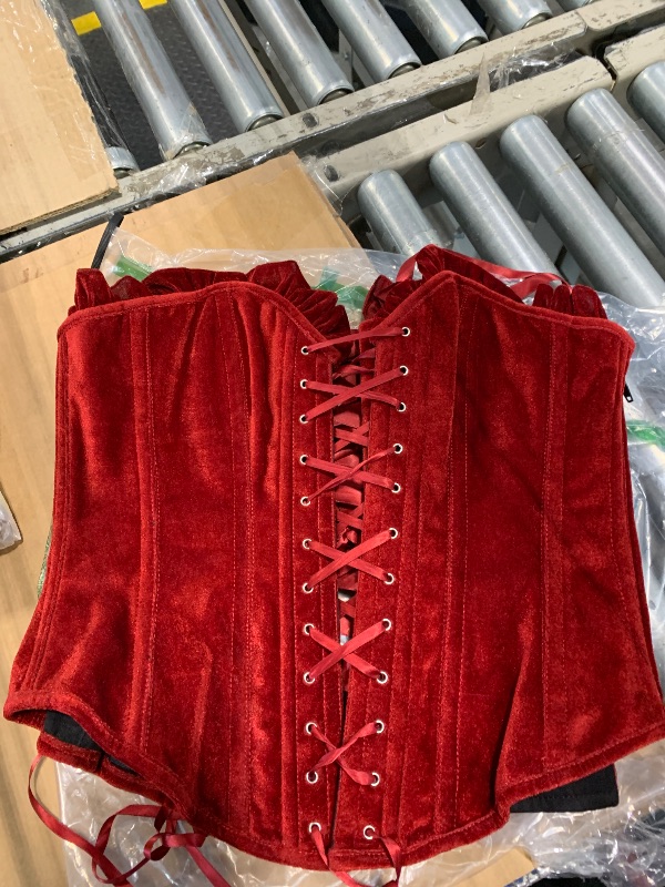 Photo 1 of Daisy Corsets Top Drawer Dark Red Velvet Lace-Up Steel Boned Overbust Corset XL