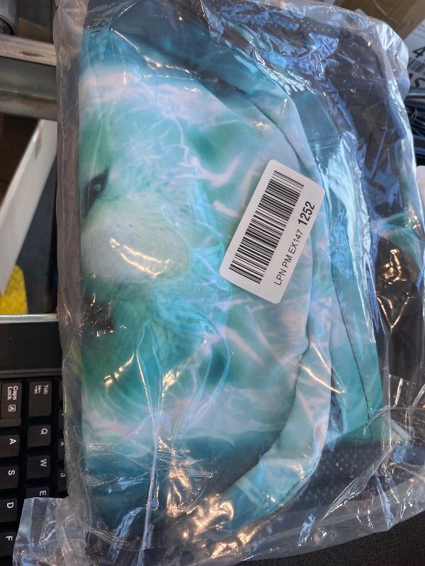 Photo 1 of *Missing Parts*
Giwawa Cyan Wolf Backpack 3-Piece Set, Cool Wilderness Animal Pattern Bookbag Lunch Bag Stationery Holder Case for School College Students Daily Essentials Camping Trips Outdoor Travel