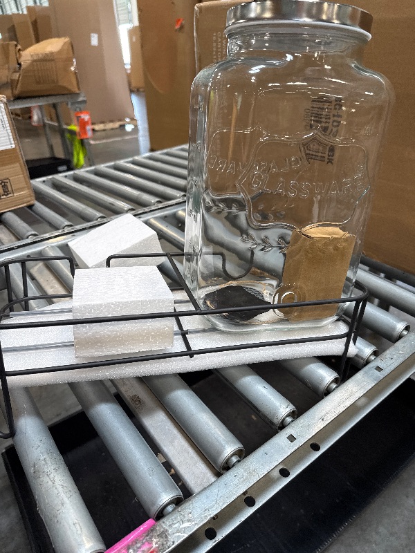 Photo 1 of ** 4 PACK**Moretoes 2 Gallon Glass Drinks Dispenser for Parties, 2 PACK Beverage Dispenser with Stand for Juice and Iced Tea, Water Jug Dispenser for Lemonade, Party Essential Beverage Pitcher with Spout