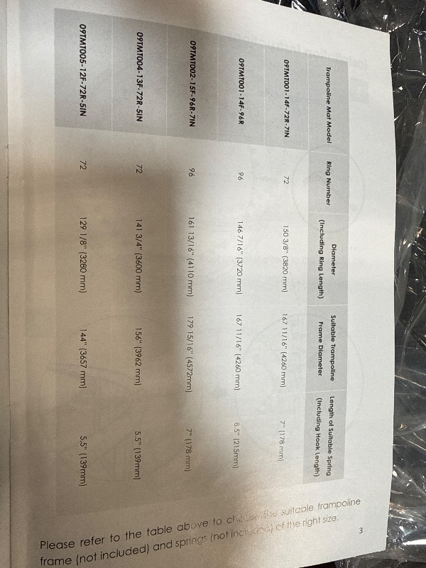 Photo 1 of *** SIMILAR IMAGE UNKNOWN SIZE OR BRAND***Ketofa 14 ft Trampoline Replacement Mat, Fits 5.5-7" Spring 72 V-Hooks Round Trampoline Frame,150" Premium Trampoline Mat (Excluding Frame and Spring)
