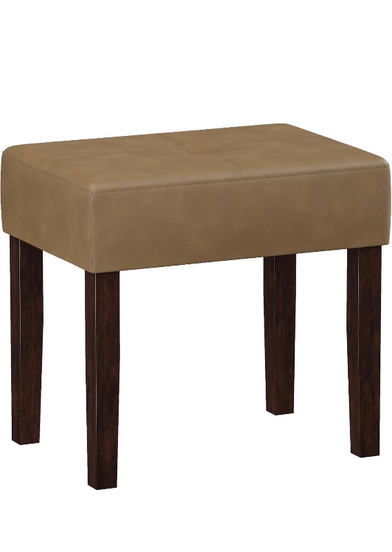 Photo 1 of ** SIMILAR IMAGE***Leather Vanity Stool, 18.7 Inch Wide Rectangle Ottoman Bench for Makeup Room, Vanity Chair with Wood Legs for Piano Room, Bedroom,Living Room with Customizable (Brown)