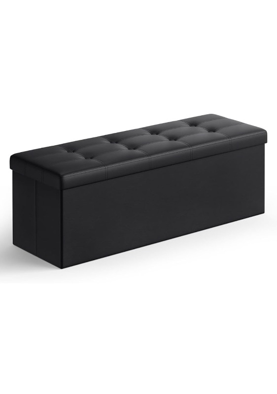 Photo 1 of ** SIMILAR IMAGE UNKNOWN SIZE OR BRAND***SONGMICS MAZIE Collection - 43 Inches Folding Storage Ottoman Bench, Ottoman with Storage, Foot Rest Stool, Load 660 lb, for Living Room, Synthetic Leather, Black ULSF701