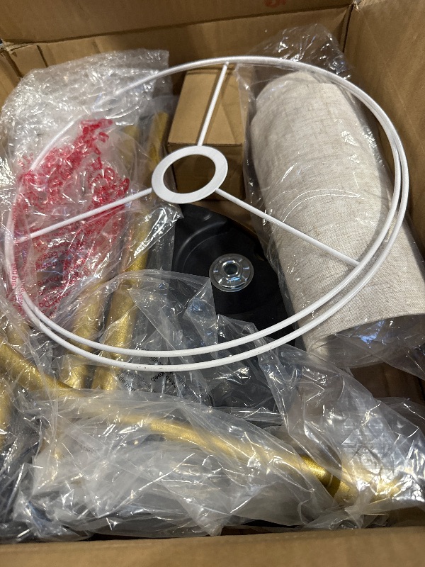 Photo 1 of ?Upgraded? Dimmable Gold Floor Lamp, 1200 Lumens LED Bulb Included, Arc Floor Lamps for Living Room Modern Standing Lamp with Linen Shade, Tall Lamp for Living Room Bedroom Office Reading Room Nursery