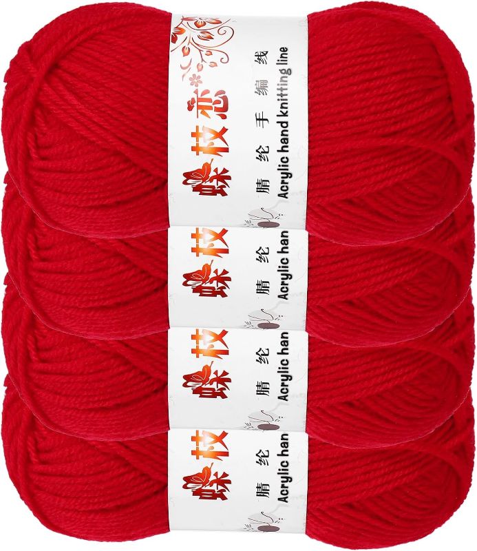 Photo 1 of MECCANIXITY 4PCS Crocheting Yarn, Orange 4 Ply Acrylic Yarn 200g Sport Weight Yarns Bulk Soft and Fluffy Yarns for Knitting DIY Crochet Handicraft Blankets Gift,394 Yards Total

