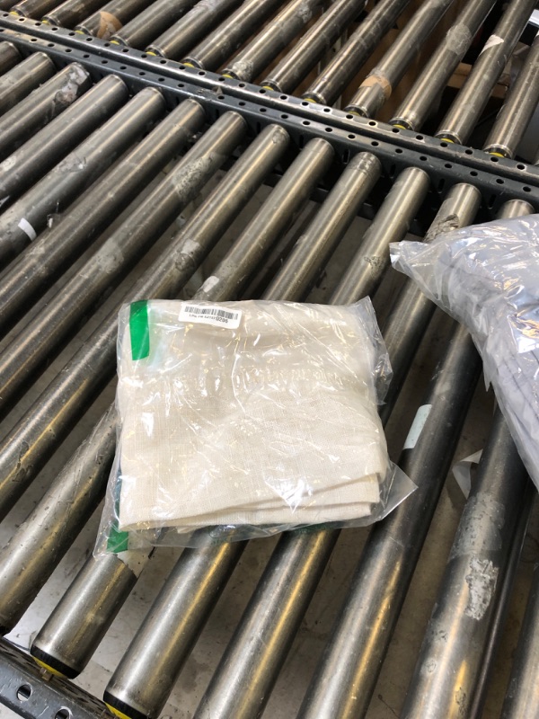 Photo 1 of LAMIT Cafe Linen Curtains 30 Inch Length for Kitchen Windows Over Sink, Cream Ivory Semi Sheer Light Filtering Panels Back Tab and Rod Pocket Drapes for Small Window, 2 Panels, 34 x 30 Inch