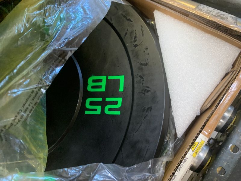 Photo 1 of Cap Barbell get Olympic Bumper Plate Set with Green Logo, Black, 25 lb Pair