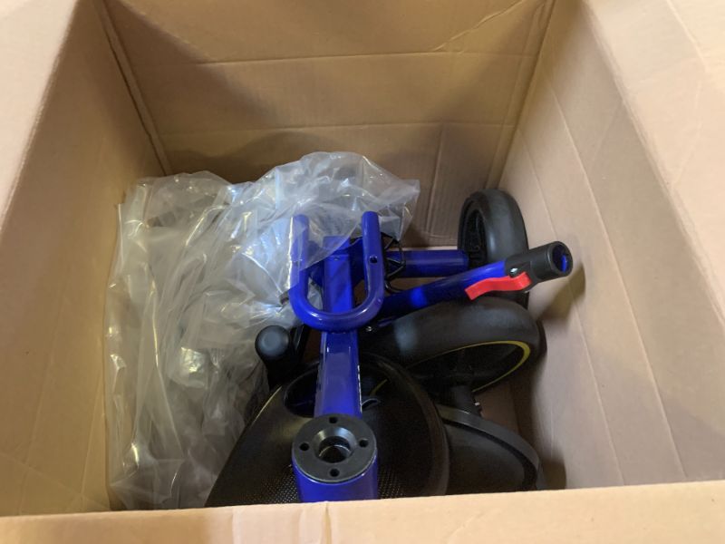 Photo 1 of KRIDDO 2-in-1 Toddler Tricycle for Ages 18 Months to 5 Years Old - Extended Push Handle for Effortless Push, Gift Trike for Toddler 3 to 5 Year, Kids Tricycle with Foldable Front Footrest, Blue