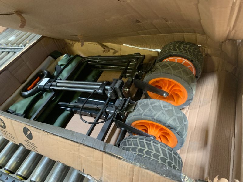 Photo 1 of Electric Assistance Collapsible Folding Garden Wagon, 300LBS Grocery Cart with Big All-Terrain Wheels, Portable for Camping Outdoor Beach Fishing Picnic Sports Shopping (Green)