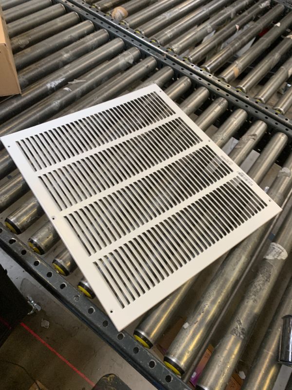 Photo 1 of HVAC Premium 20'' x 18'' [Duct Opening] Flat Stamped Steel Return Air Grille - Sidewall and Ceiling - HVAC Vent Duct Cover - White [Outer Dimensions: 21.75''w X 19.75''h]