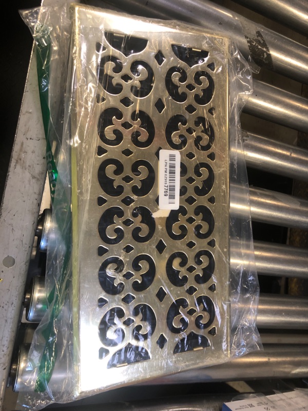 Photo 1 of Decor Grates SPH614 Scroll Design Floor Register, 6x14 Inches, Bright Brass Finish