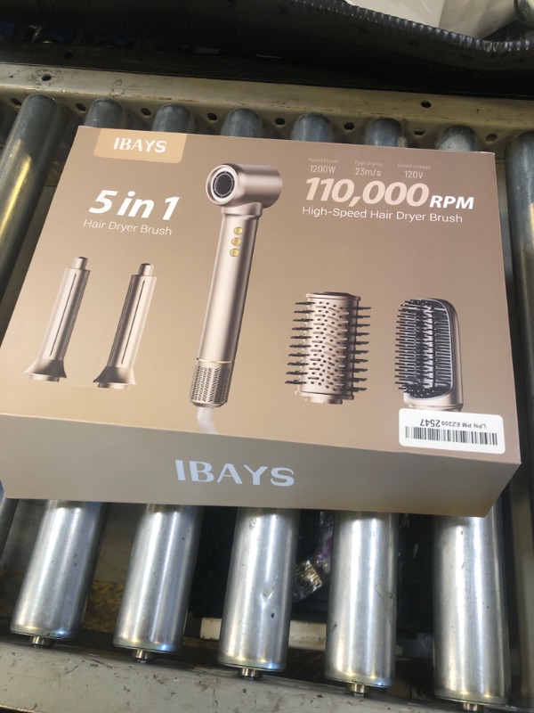 Photo 1 of IBAYS 5 in 1 Hair Styler & Hair Dryer Brush, 110,000 RPM High-Speed Airwrap with Negative Ions for Frizz-Free Styling Fast Drying Curling Straightening Volumizing, Auto Wrap Hot Air Styler