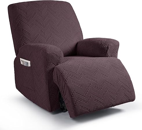 Photo 1 of Ruaozz Recliner Sofa Covers Recliner Chair Covers Couch Covers for Reclining Couches with Pockets Washable Furniture Protector with Elastic Bottom (1 Seater, Dark Brown) 