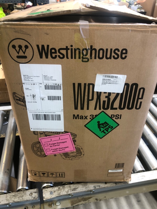 Photo 1 of Westinghouse WPX3200e Electric Pressure Washer, 3200 PSI and 1.76 Max GPM, Induction Motor, Onboard Soap Tank, Spray Gun and Wand, 5 Nozzle Set, for Cars/Fences/Driveways/Homes/Patios/Furniture, Blue