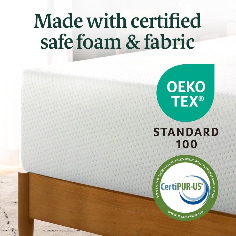 Photo 1 of ZINUS 12 Inch Green Tea Memory Foam Mattress [New Version], Full, Fiberglass free, Medium Firm Feel, Zoned Pressure Relief, Certified Safe Foams & Fabric, Mattress in A Box
