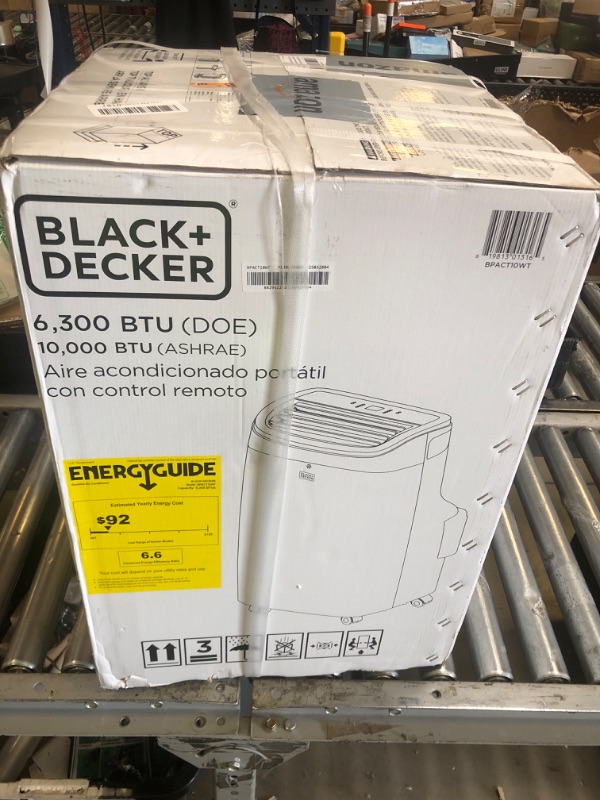 Photo 1 of BLACK+DECKER Portable Air Conditioner, 10,000 BTU (6,300 BTU SACC) for Rooms up to 450 Sq. Ft., Portable AC with Follow Me Remote Control and Window Kit, BPACT10WT, White