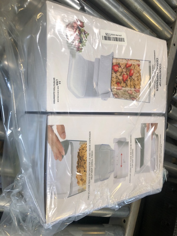 Photo 1 of Zeadesign Cereal Dispenser Countertop 2Pc, Cereal Containers Storage, 5L Organization and Storage Containers for Kitchen, Dry Food Dispenser for Rice, Grains, Nuts, Snack,Oatmeal, Pet food, White