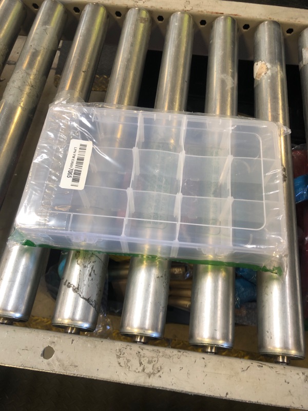 Photo 1 of Hlotmeky Plastic Organizer Box with Dividers - Bead Organizer, 15 Large Grids, Clear Snack Box Container