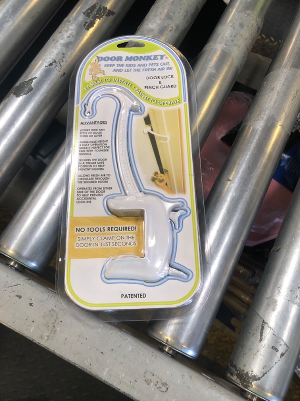 Photo 1 of DOOR MONKEY Child Proof Door Lock & Pinch Guard - For Door Knobs & Lever Handles - Easy to Install - No Tools or Tape Required - Baby Safety Door Lock For Kids - Very Portable - Great for Dogs & Cats