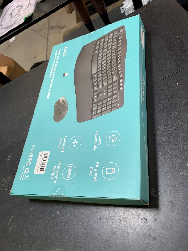 Photo 1 of Wireless Keyboard and Mouse Combo,2.4G Full Size Wave Keys Ergonomic Keyboard with Wrist Rest for Natural Typing, 3 DPI Adjustable Ergonomic Silent Mouse for Computer/Laptop/Windows/Mac (Black)