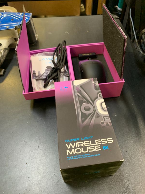 Photo 1 of Lamzu Maya X Wireless Gaming Mouse, Ultra Lightweight 47g, Optical Switch, Maximum 30000 DPI, Symmetrical, MCU Nordic 52840, Dust-Proof Encoder, PAW3950 Sensor(Larger Maya) (Purple)