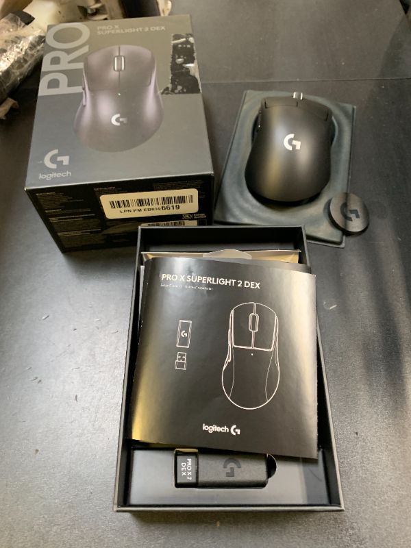 Photo 1 of Logitech G PRO X Superlight 2 DEX Wireless Gaming Mouse, 60g pro-Grade Right-Handed Mouse with 5 programmable Buttons, USB-C Charging, 44k DPI Sensor, up to 8 kHz Polling for PC/Mac - Black