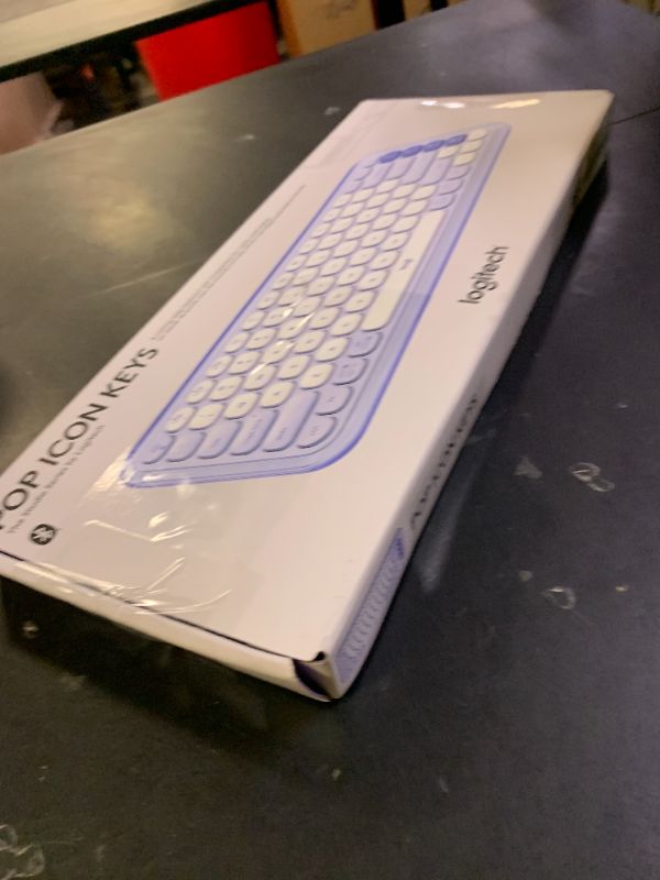 Photo 1 of Logitech POP ICON Keys Wireless Bluetooth Keyboard, Comfortable Typing, Programmable Keys, Easy-Switch Between up to 3 Devices, for Laptop, Tablet, PC – Lilac and Off-White