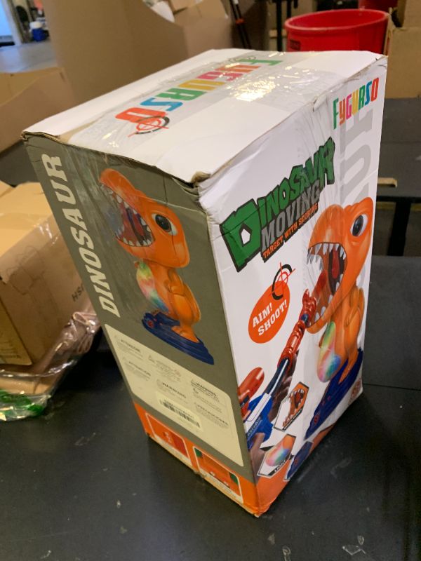 Photo 1 of fygurso Movable Dinosaur Shooting Toys for Kids 5-7 with 2 Air Pump Gun, Target Shooting Games with LED Score Record, Light & Sound, 24 Foam Balls Competition Game Gift for Boys and Girls 3-5+ Years