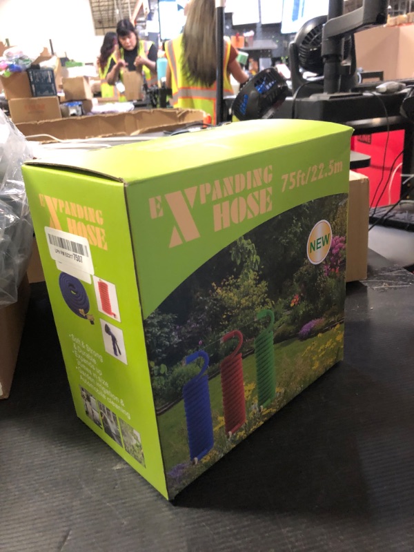 Photo 1 of 75 ft Expandable Garden Hose with 10 Spray Nozzle - 4 -Layer Latex Core - Heavy Duty Superior Strength 3750D - Expanding Water Hose - Extra Strong Brass Connectors/Storage Bag