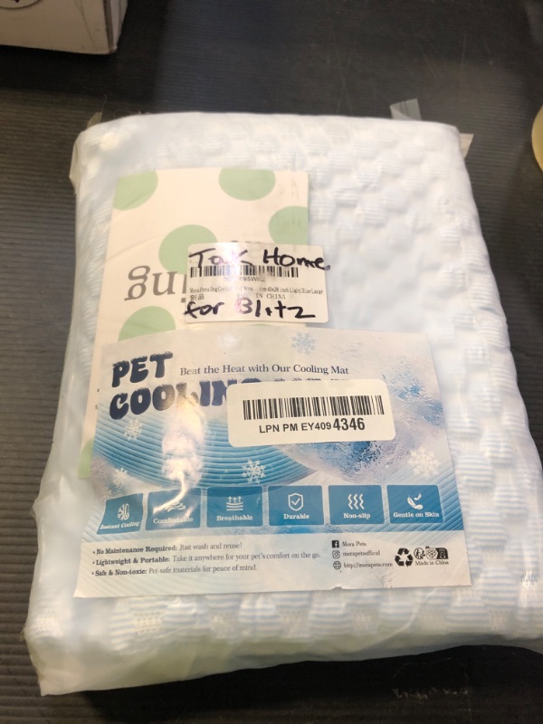 Photo 1 of Mora Pets Dog Cooling Mat Breathable Cooling Pad for Dog Cats Washable Pet Cooling Mat for Indoor Outdoor Pets with Non-Slip Bottom 40 x 28 inch Light Blue Large