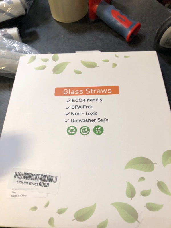 Photo 1 of 10 Pcs Reusable Bent Glass Drinking Straws,9''x10 mm Colorful Glass Straws for Beverages, Shakes, Milk Tea, Juices,Set of 10 Bent with 2 Cleaning Brushes -Shatter Resistant